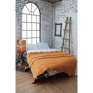 Patura Double, Pom Pom - Mustard, Dolce Bonita Home, 60% bumbac/30% acril/10% poliester imagine