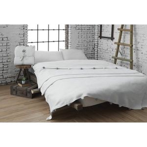 Patura Single, Pom Pom - Cream, Dolce Bonita Home, 60% bumbac/30% acril/10% poliester imagine