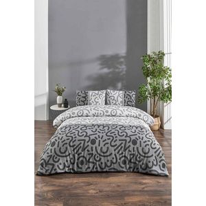 Lenjerie de pat dubla, Doodle - Black, Tabu Home, 65% bumbac/35% poliester imagine