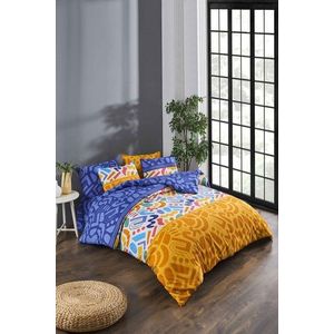 Lenjerie de pat dubla, Doodle Fitted - Multicolor, Tabu Home, 65% bumbac/35% poliester imagine