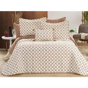 Set cuvertura de pat dubla 3 piese, Brillance - Cream, Gold, Lumea zestrei, Catifea imagine