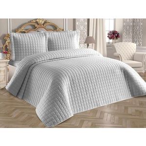 Set cuvertura de pat dubla 3 piese, Estiva - Grey, Dowry World, Bumbac imagine