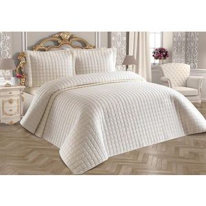 Set cuvertura de pat dubla 3 piese, Estiva - Cream, Dowry World, Bumbac imagine