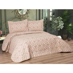 Set cuvertura de pat dubla 3 piese, Parolin - Beige, Dowry World, Bumbac imagine