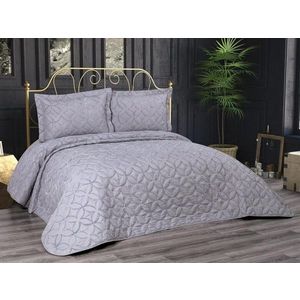 Set cuvertura de pat dubla 3 piese, Parolin - Grey, Dowry World, Bumbac imagine