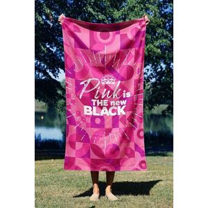Prosop de plaja, Astacura, Pink is The New Black 70, 70x130 cm, 70% poliester/30% poliamida, Multicolor imagine