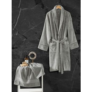Set halate de baie, Cotton Box, Exclusive, Bumbac , Gri imagine
