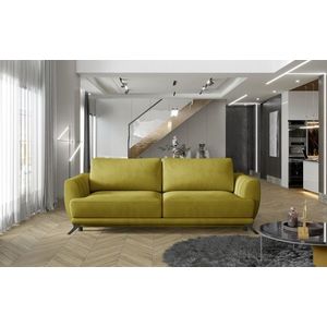 Canapea extensibila 3 locuri ELTAP, Meg10, Megis, 242x95x90 cm, lemn/poliester, mustar imagine