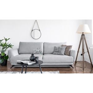 Canapea extensibila 3 locuri ELTAP, Meg12, Megis, 242x95x90 cm, lemn/poliester, gri deschis imagine