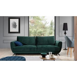 Canapea extensibila 3 locuri ELTAP, Meg28, Megis, 242x95x90 cm, lemn/poliester, verde inchis imagine