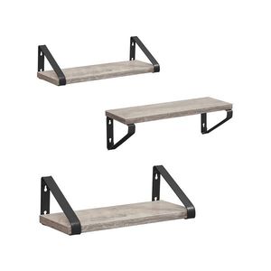 Set 3 rafturi de perete, Vasagle, Industrial Design, 40 cm/35 cm/30 cm, PAL/otel, gri imagine