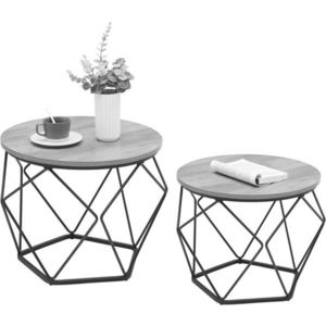 Set 2 masute de cafea, Vasagle, Vintage Flair, blat detasabil, 50x40 cm/40x36 cm, PAL/otel, gri/negru imagine