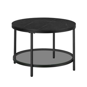 Masuta de cafea, Vasagle, Modern Faux Marble, 65x45 cm, PAL/sticla temperata/otel, negru imagine