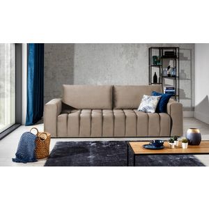 Canapea extensibila 3 locuri ELTAP, Laz01, Lazaro, 247x97x92 cm, lemn/poliester, maro deschis imagine