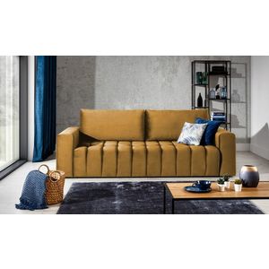 Canapea extensibila 3 locuri ELTAP, Laz04, Lazaro, 247x97x92 cm, lemn/poliester, mustar imagine
