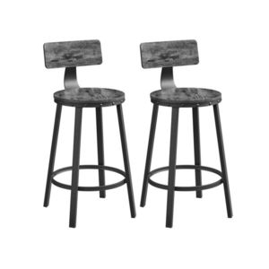 Set 2 scaune de bar, Vasagle, Industrial, 50.6x88.5 cm, PAL/otel, maro imagine