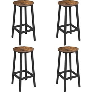 Set 4 scaune de bar, Vasagle, Industrial Design, 30x65 cm, max 150 kg, PAL/otel, maro imagine