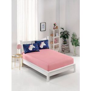 Set de pat pentru o persoana (cearceaf cu elastic si perna) 2 piese, Magic Unicorn, Eponj Home, 65% bumbac/35% poliester imagine