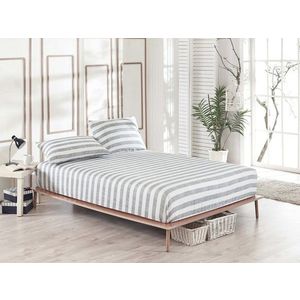 Set de pat pentru o persoana (cearceaf cu elastic si perna) 2 piese, Hook - Grey, EnLora Home, 65% bumbac/35% poliester imagine