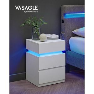 Noptiera 3 sertare si iluminare LED, Vasagle. 40x35x55 cm, MDF, alb imagine