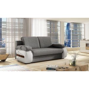 Canapea extensibila 3 locuri ELTAP, Laura, 202x79x84 cm, lemn/poliester, gri inchis/alb imagine