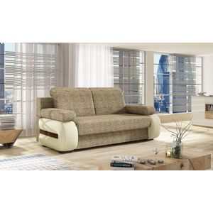 Canapea extensibila 3 locuri ELTAP, Laura, 202x79x84 cm, lemn/poliester, bej inchis/bej deschis imagine