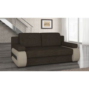 Canapea extensibila 3 locuri ELTAP, Laura, 202x79x84 cm, lemn/poliester, maro inchis/bej imagine