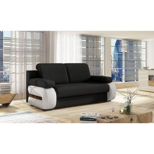 Canapea extensibila 3 locuri ELTAP, Laura, 202x79x84 cm, lemn/poliester, negru/alb imagine