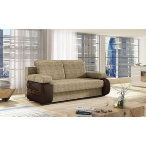 Canapea extensibila 3 locuri ELTAP, Laura, 202x79x84 cm, lemn/poliester, bej/maro inchis imagine