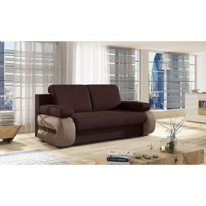 Canapea extensibila 3 locuri ELTAP, Laura, 202x79x84 cm, lemn/poliester, maro inchis/maro deschis imagine