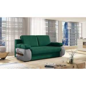 Canapea extensibila 3 locuri ELTAP, Laura, 202x79x84 cm, lemn/poliester, verde inchis/gri deschis imagine