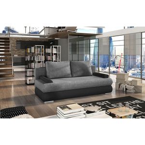 Canapea extensibila 3 locuri ELTAP, Milo, 213x95x90 cm, lemn/poliester, gri inchis/negru imagine