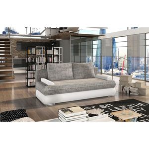 Canapea extensibila 3 locuri ELTAP, Milo, 213x95x90 cm, lemn/poliester, gri/alb imagine