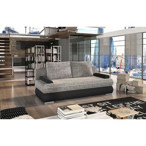 Canapea extensibila 3 locuri ELTAP, Milo, 213x95x90 cm, lemn/poliester, gri/negru imagine