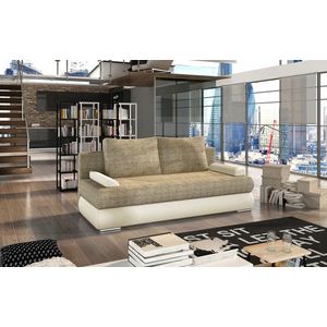 Canapea extensibila 3 locuri ELTAP, Milo, 213x95x90 cm, lemn/poliester, bej inchis/bej deschis imagine