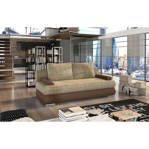 Canapea extensibila 3 locuri ELTAP, Milo, 213x95x90 cm, lemn/poliester, bej/maro imagine