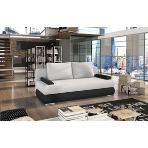 Canapea extensibila 3 locuri ELTAP, Milo, 213x95x90 cm, lemn/poliester, alb/negru imagine