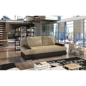 Canapea extensibila 3 locuri ELTAP, Milo, 213x95x90 cm, lemn/poliester, bej/maro inchis imagine
