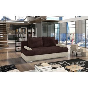 Canapea extensibila 3 locuri ELTAP, Milo, 213x95x90 cm, lemn/poliester, maro/bej imagine