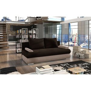Canapea extensibila 3 locuri ELTAP, Milo, 213x95x90 cm, lemn/poliester, maro inchis/bej imagine