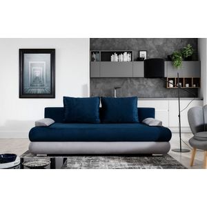 Canapea extensibila 3 locuri ELTAP, Milo, 213x95x90 cm, lemn/poliester, albastru inchis/gri deschis imagine