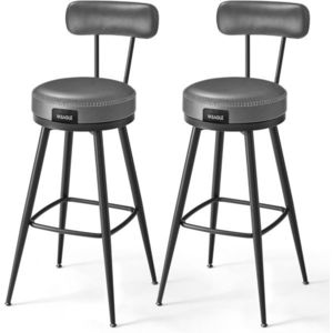 Set 2 scaune de bar, Vasagle, Ekho, 57x101 cm, otel/piele ecologica, maro camel imagine