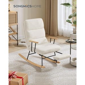 Scaun balansoar reglabil in 4 pozitii, Songmics, max 160 kg, poliester/otel/lemn de cauciuc, crem imagine