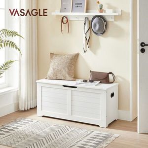 Bancheta cu spatiu depozitare, Vasagle, 100x40x46 cm, PAL, alb imagine