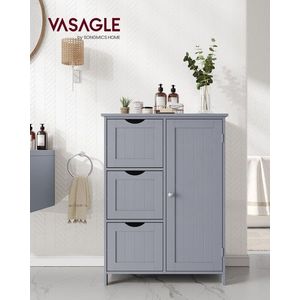 Dulap pentru baie cu 3 sertare, Vasagle, 60x30x80 cm, MDF, gri dove imagine