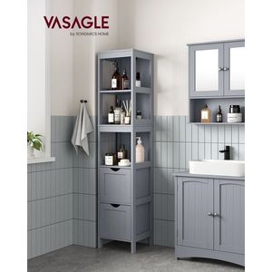 Dulap ingust pentru baie, Vasagle, 30x30x141.5 cm, MDF, gri dove imagine