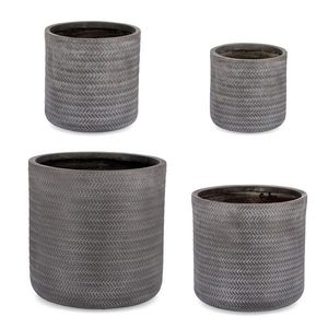 Set ghivece pentru exterior 4 piese Tressage, Bizzotto, Ø43 x 43 cm, fibra de sticla si argila, gri antracit imagine