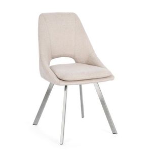 Scaun Kashar, Bizzotto, 45x49.5x85 cm, inox/poliester, bej imagine