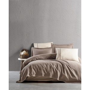 Set cuvertura de pat dubla 3 piese, Tarte - Beige, Şaheser, Bumbac imagine