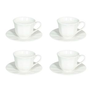 Set 4 cesti de ceai cu farfurie Queen, Andrea Fontebasso, 210 ml, New Bone China, alb imagine
